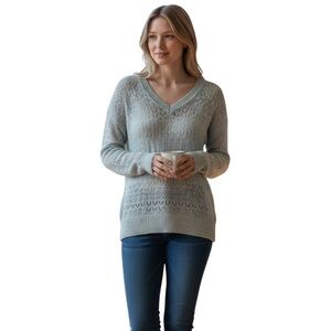 Moda International Light Gray V-Neck Sweater